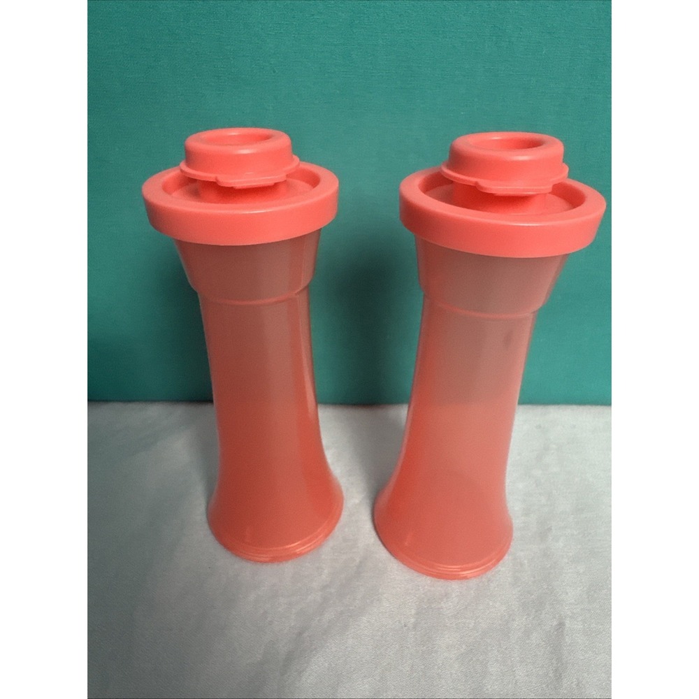 Tupperware Small 4" Hourglass Salt and Pepper Shakers Mini Guava Orange